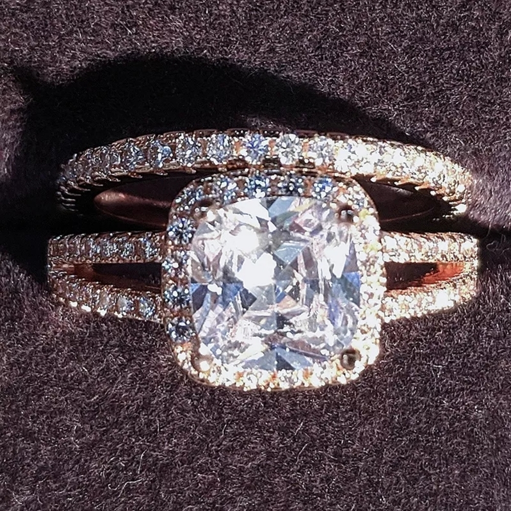 Gorgeous Rose Gold Engagement Set of Rings - Picture 4 of 5
